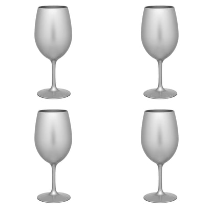 Set of Four Silver Acrylic Stemmed All Purpose Wine Glass