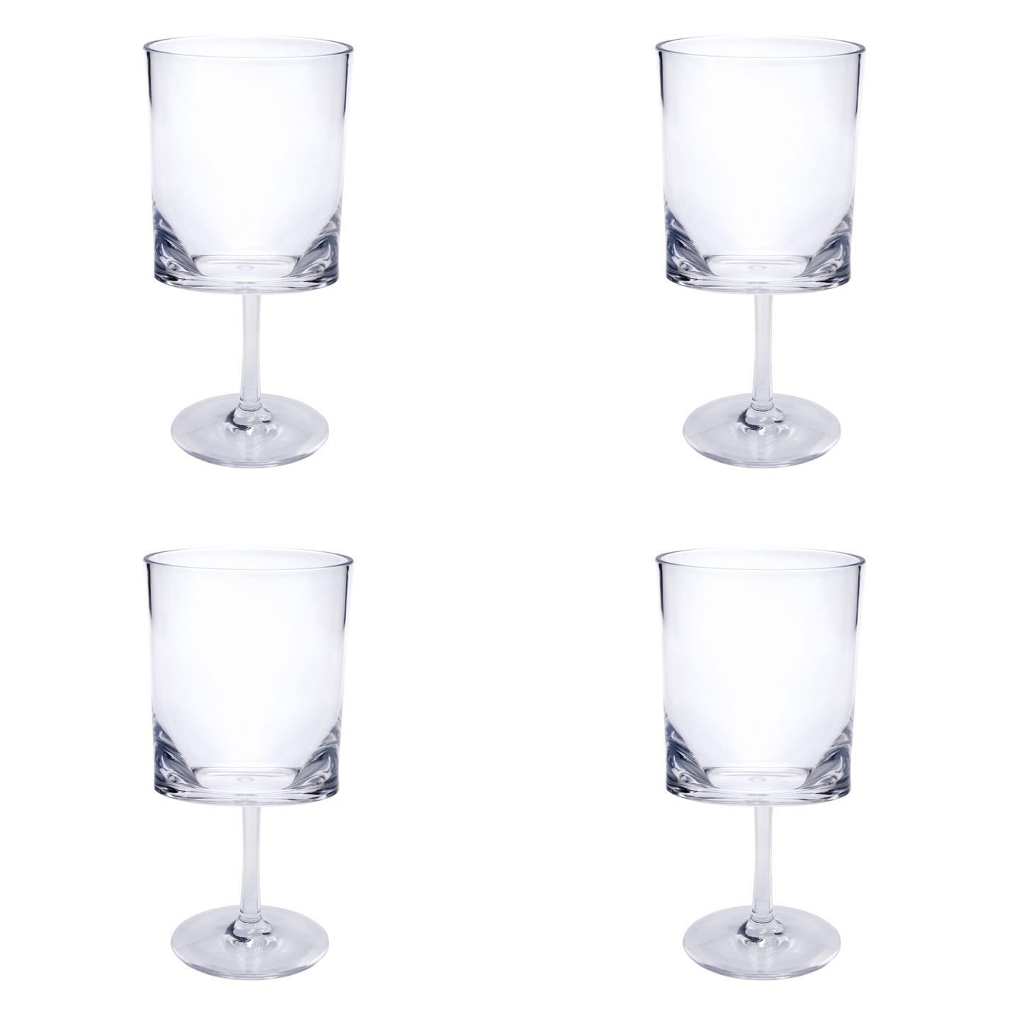 Set of Four Clear Tritan Plastic Stemmed All Purpose Wine Glass