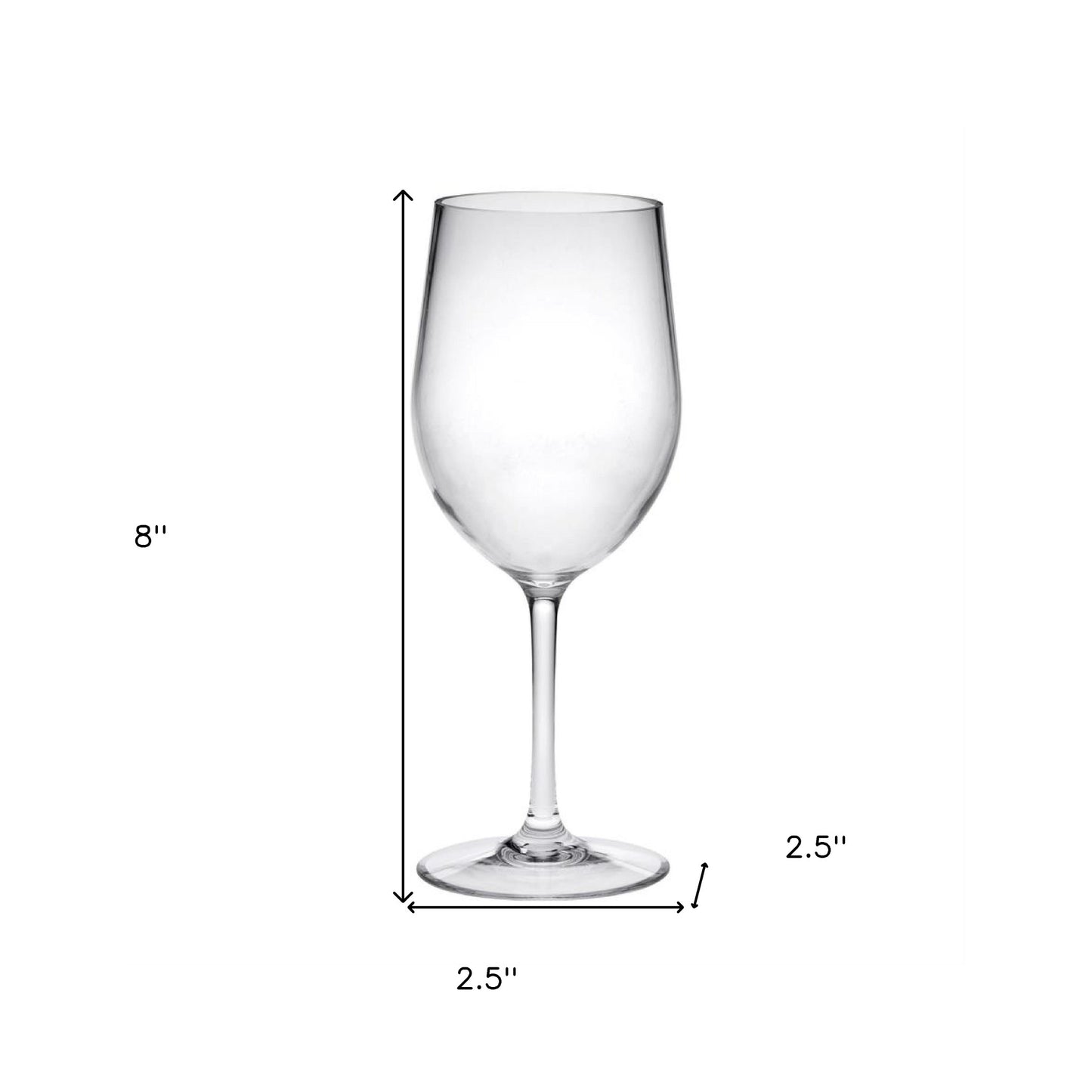 Set of Four Clear Tritan Plastic Stemmed All Purpose Wine Glass