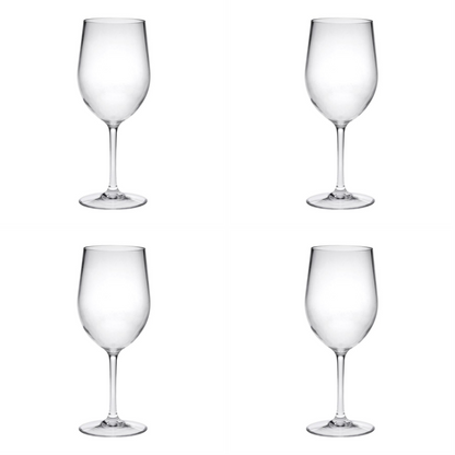 Set of Four Clear Tritan Plastic Stemmed All Purpose Wine Glass