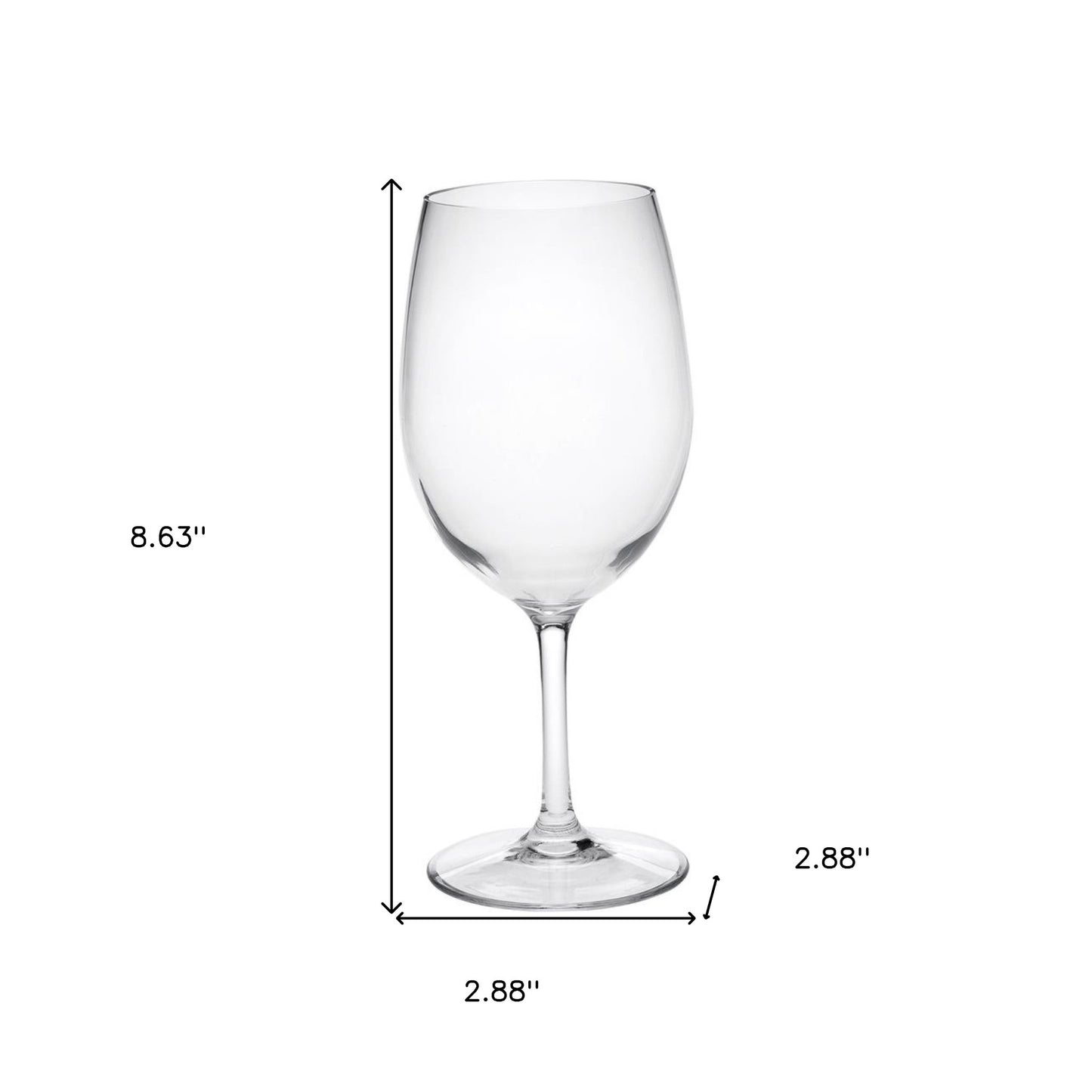 Set of Four Clear Tritan Plastic Stemmed All Purpose Wine Glass