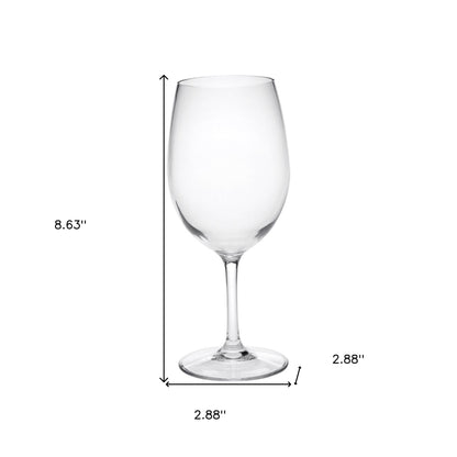 Set of Four Clear Tritan Plastic Stemmed All Purpose Wine Glass