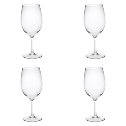 Set of Four Clear Tritan Plastic Stemmed All Purpose Wine Glass