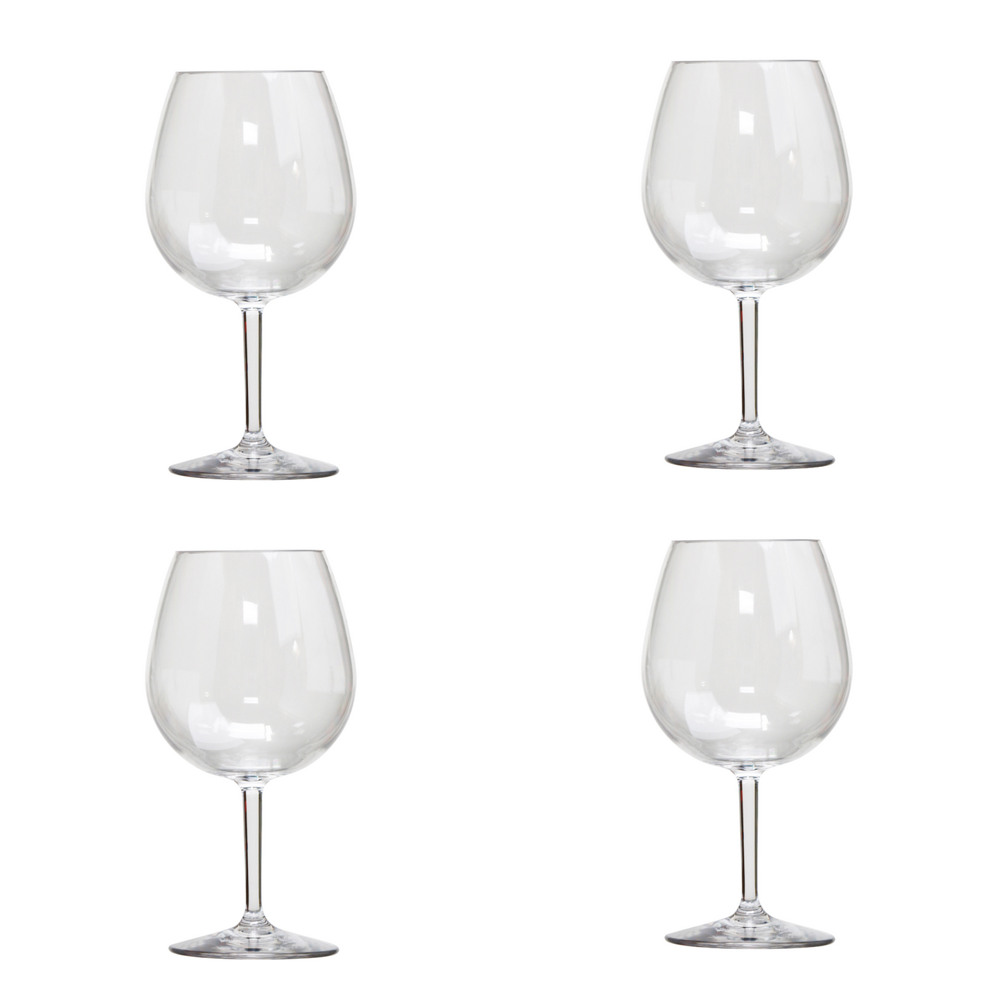 Set of Four Clear Tritan Plastic Stemmed All Purpose Wine Glass