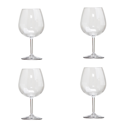 Set of Four Clear Tritan Plastic Stemmed All Purpose Wine Glass