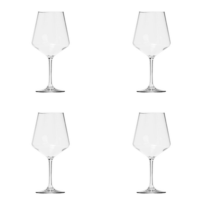 Set of Four Clear Tritan Plastic Stemmed All Purpose Wine Glasses