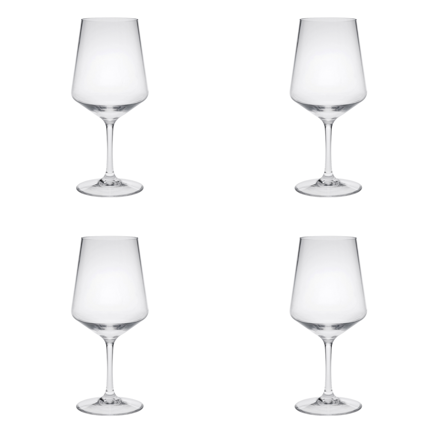 Set of Four Clear Tritan Plastic Stemmed All Purpose Wine Glasses