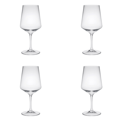 Set of Four Clear Tritan Plastic Stemmed All Purpose Wine Glasses