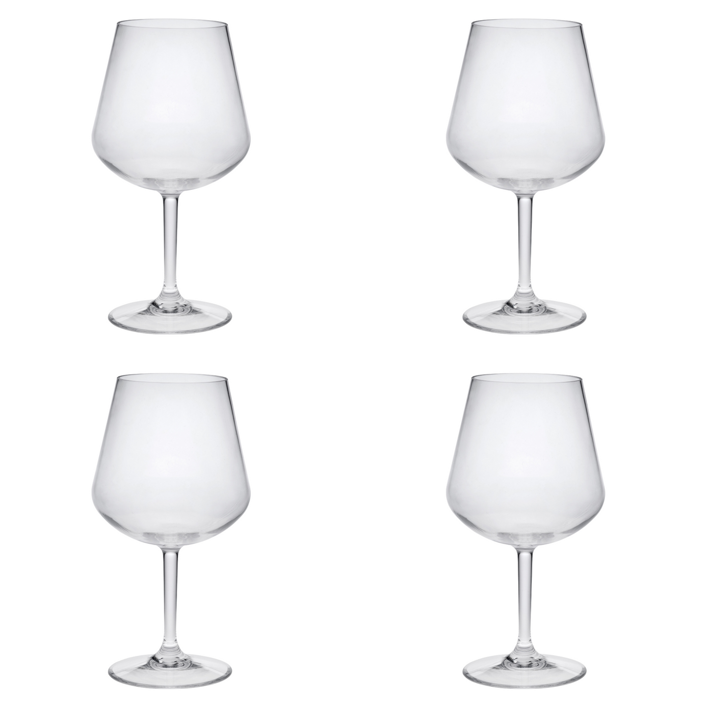 Set of Four Clear Tritan Plastic Stemmed All Purpose Wine Glasses