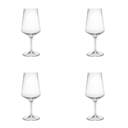 Set of Four Clear Tritan Plastic Stemmed All Purpose Wine Glass