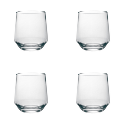 Set of Four Clear Tritan Plastic Stemmed All Purpose Wine Glass