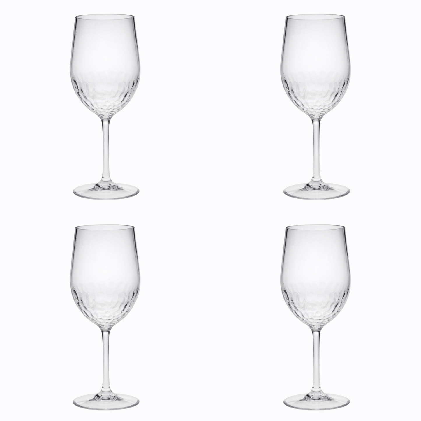 Set of Four Clear Tritan Plastic Stemmed All Purpose Wine Glass