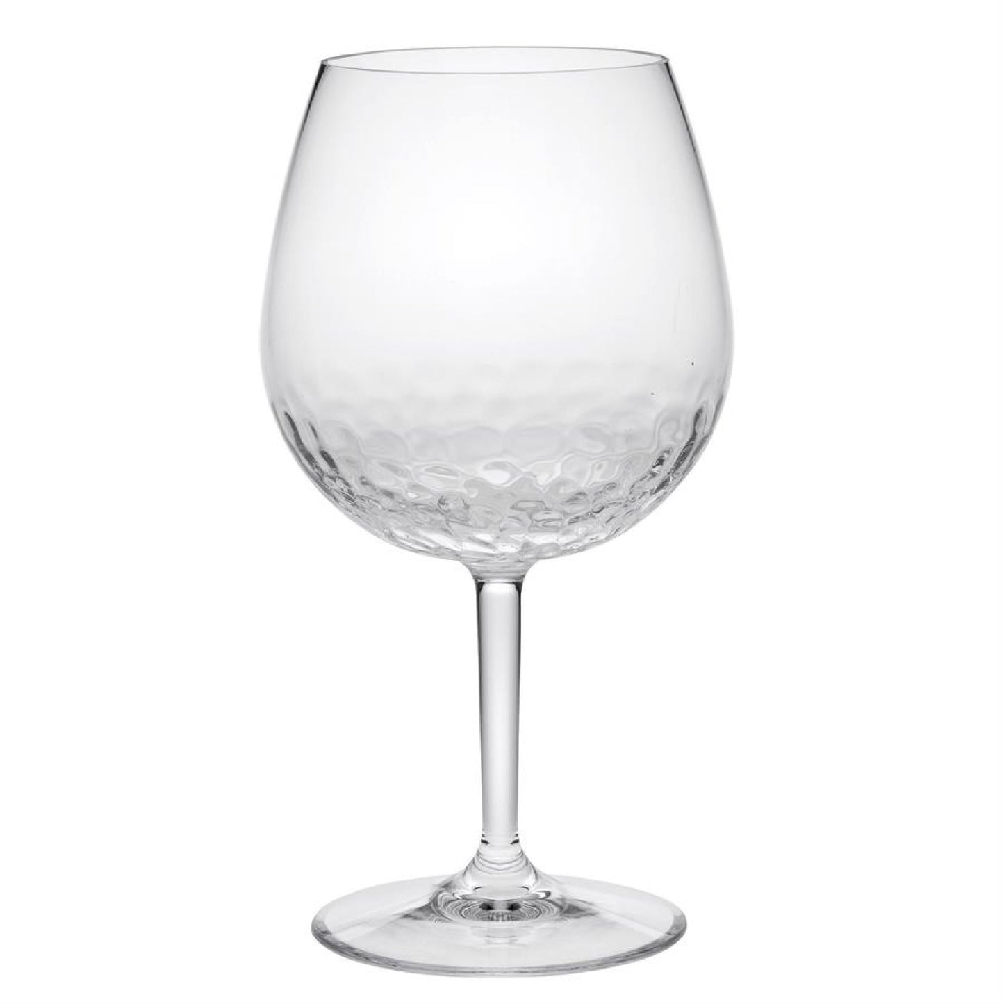 Set of Four Clear Dimpled Tritan Plastic Balloon or Round Bowl Stemmed All Purpose Wine Glasses