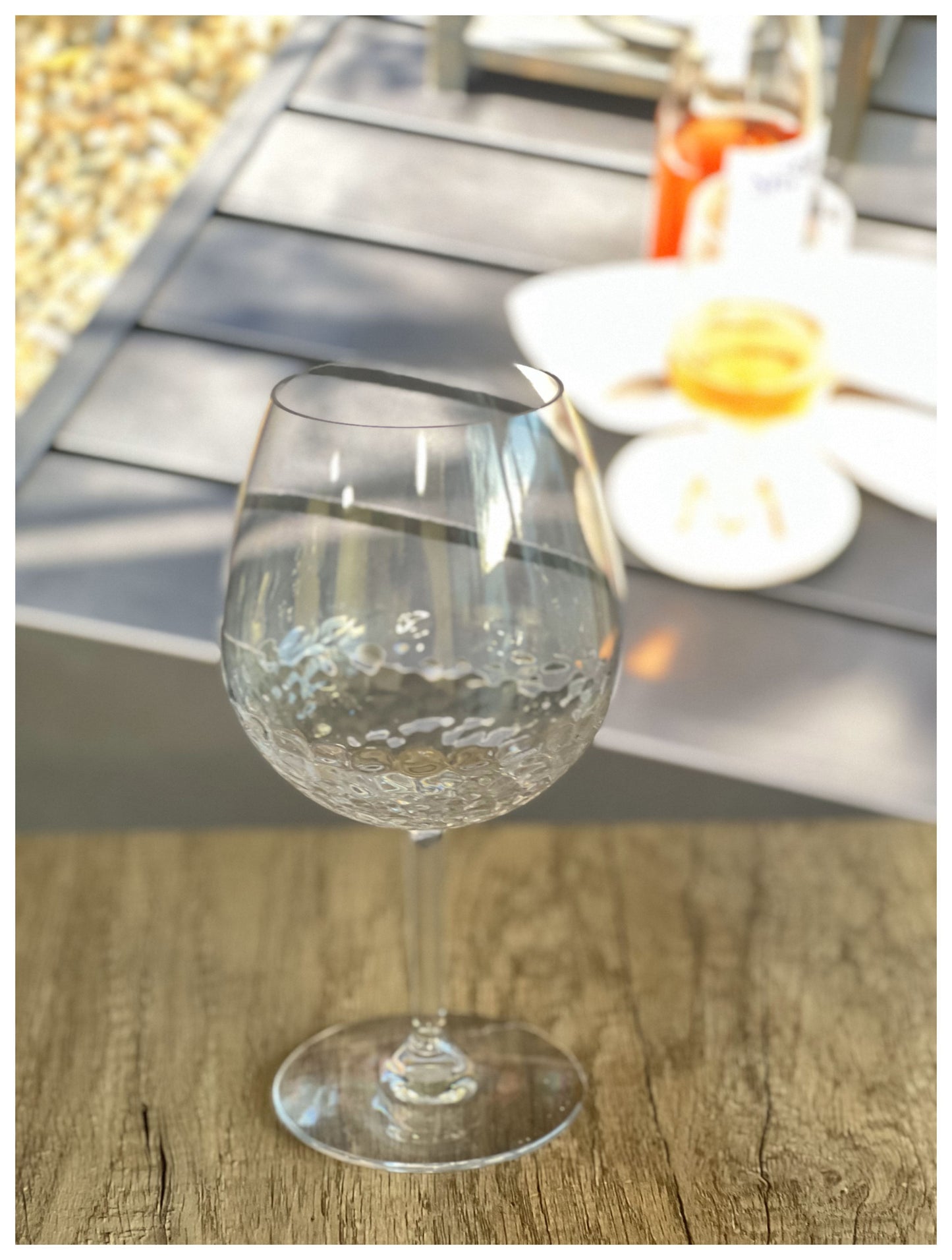 Set of Four Clear Dimpled Tritan Plastic Balloon or Round Bowl Stemmed All Purpose Wine Glasses