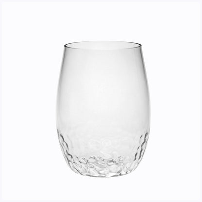 Set of Four Clear Dimpled Tritan Plastic Stemless All Purpose Tumbler Wine Glasses