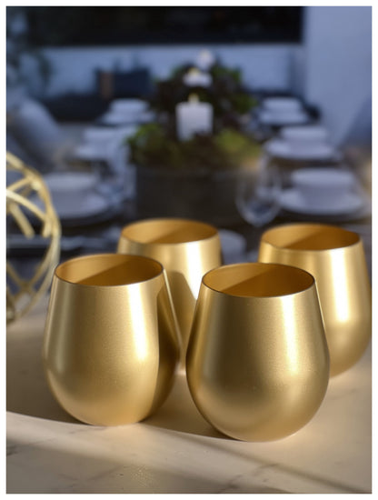 Set of Four Gold Acrylic Stemless All Purpose Wine Glass