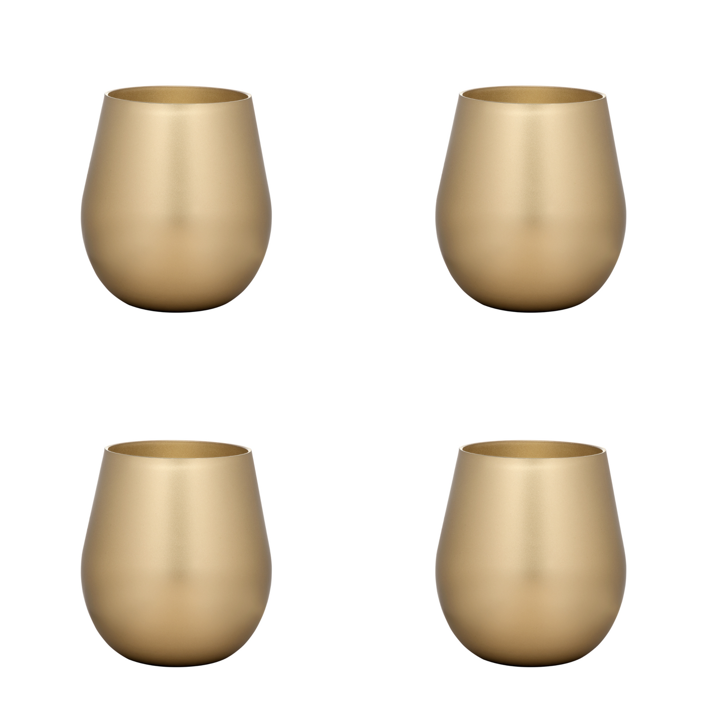 Set of Four Gold Acrylic Stemless All Purpose Wine Glass