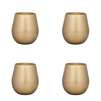 Set of Four Gold Acrylic Stemless All Purpose Wine Glass