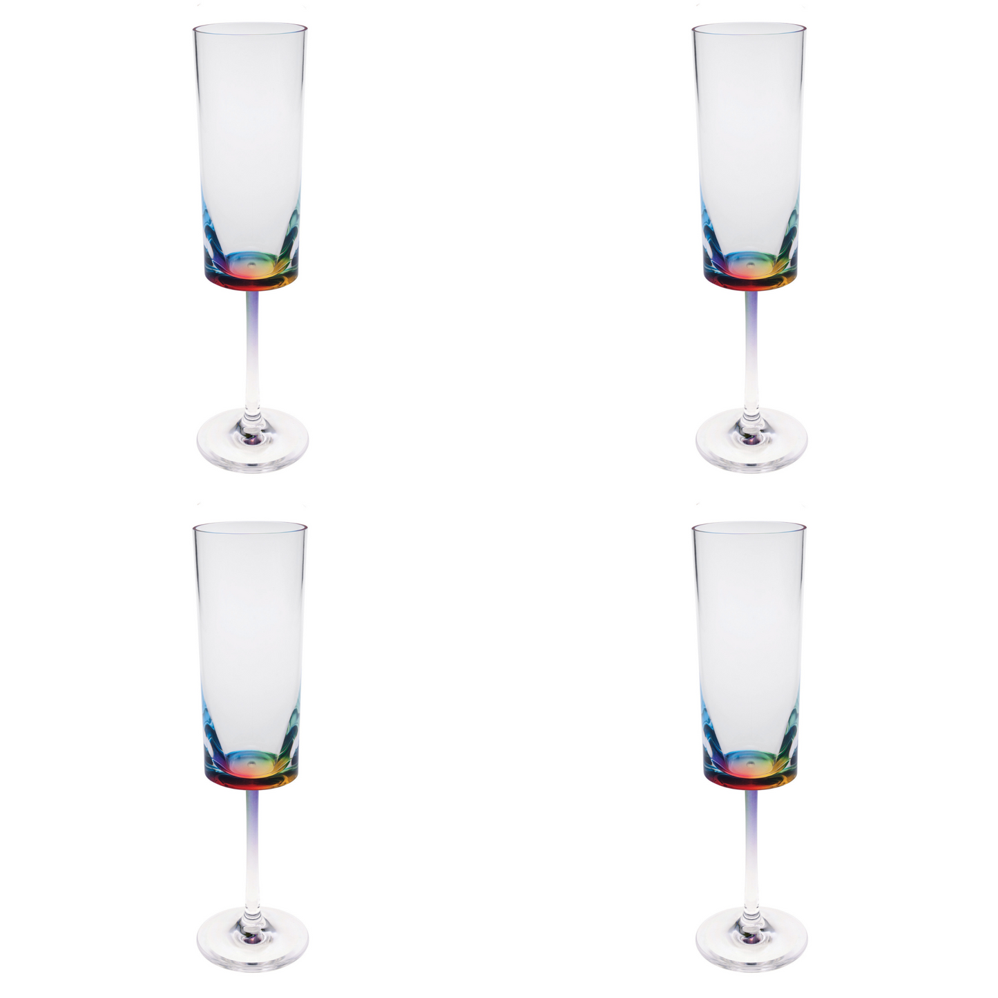 Set of Four Rainbow Geometric Acrylic Stemmed Flutes