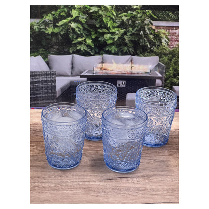 Set of Four Clear Paisley Acrylic Stemless Whiskey Glass