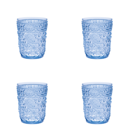 Set of Four Clear Paisley Acrylic Stemless Whiskey Glass