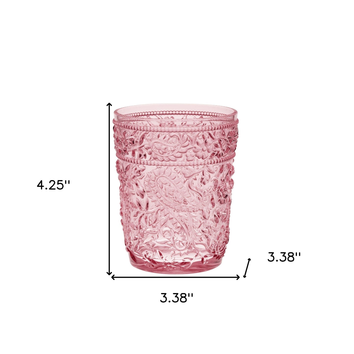 Set of Four Pink Paisley Acrylic Stemless Whiskey Glasses