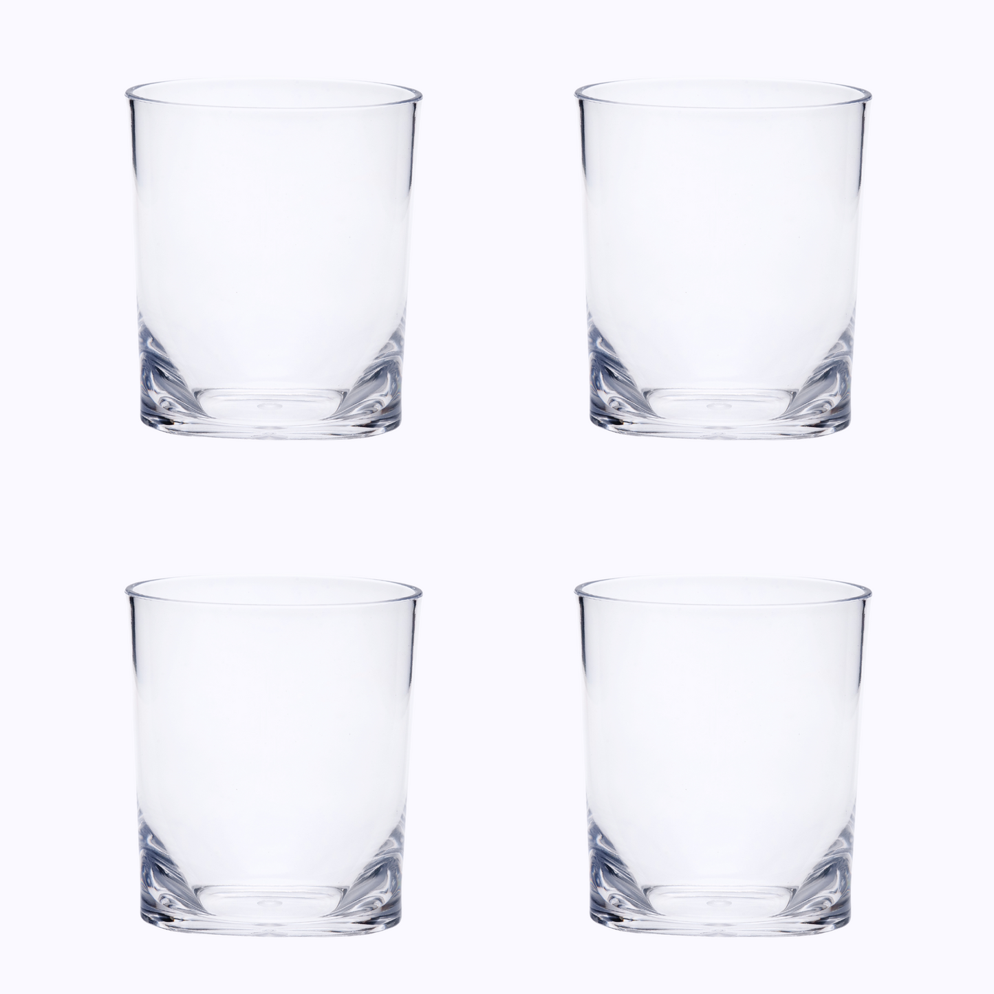 Set of Four Clear Tritan Plastic Stemless Whiskey Glass