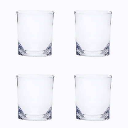 Set of Four Clear Tritan Plastic Stemless Whiskey Glass