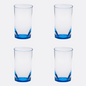 Set of Four Clear and Blue Acrylic Highball Glasses