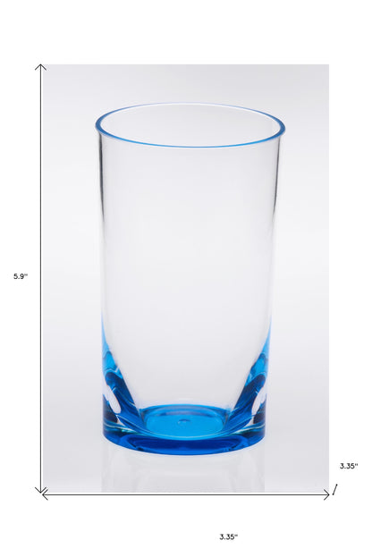 Set of Four Clear and Blue Acrylic Highball Glasses