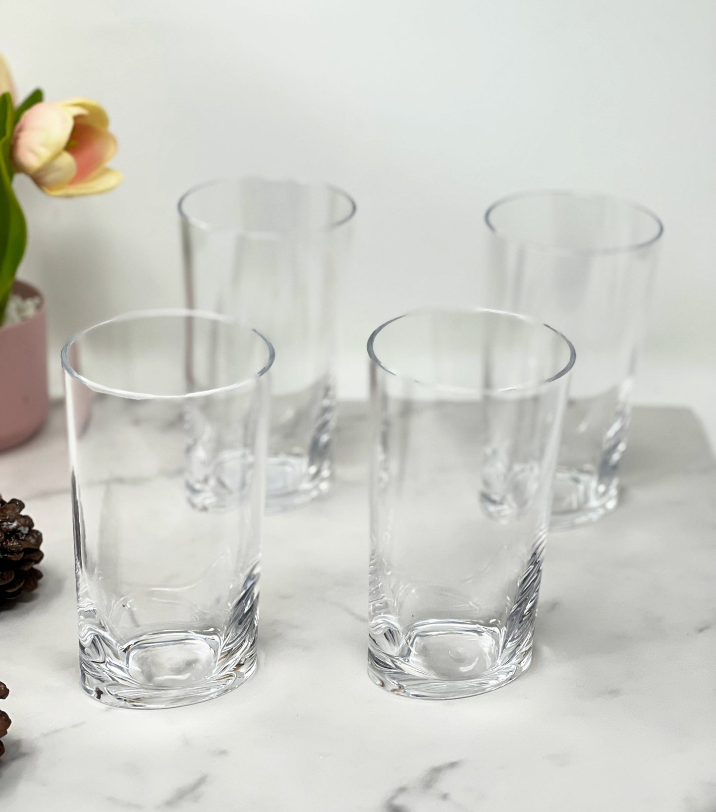 Set of Four Clear Tritan Plastic Highball Glasses