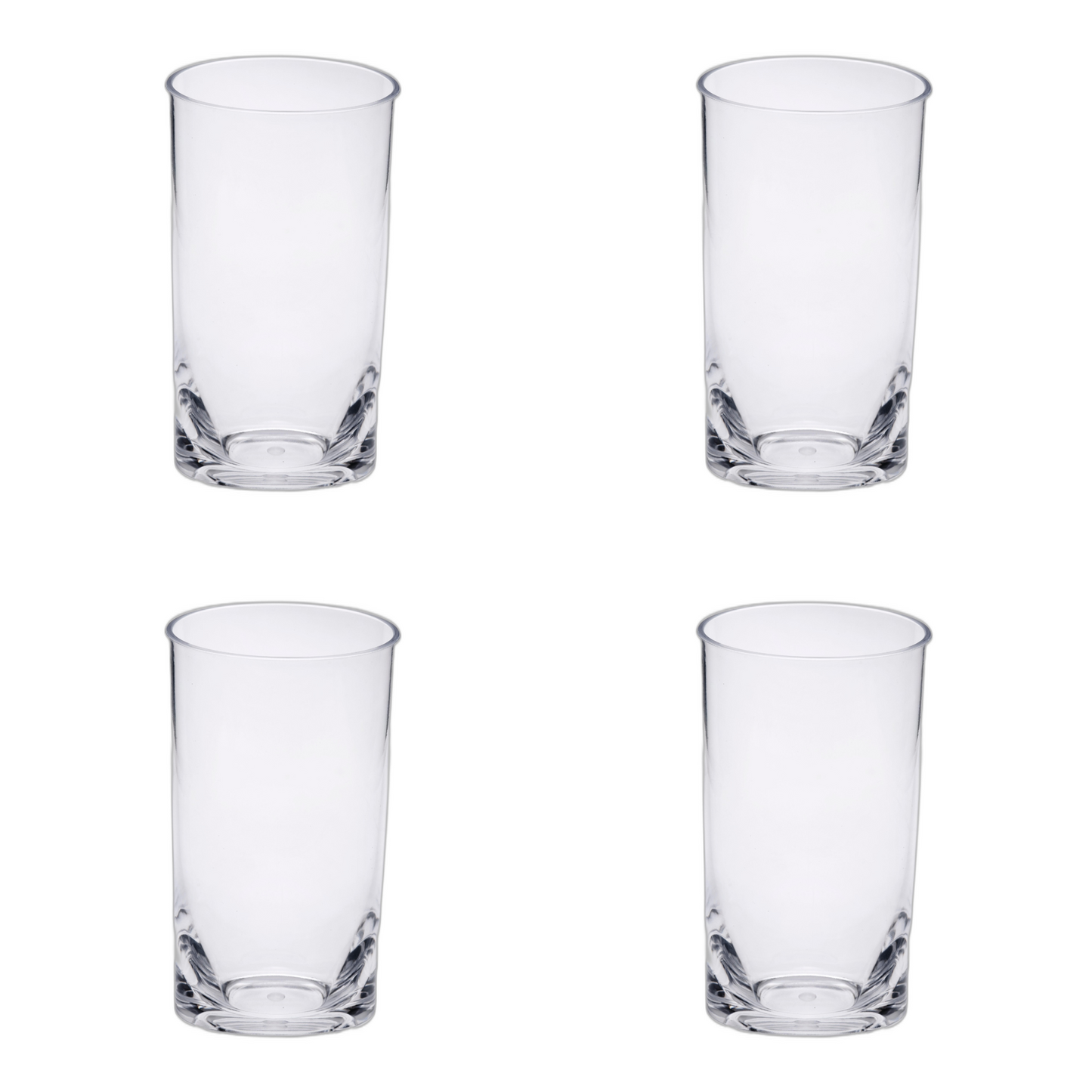 Set of Four Clear Tritan Plastic Highball Glasses