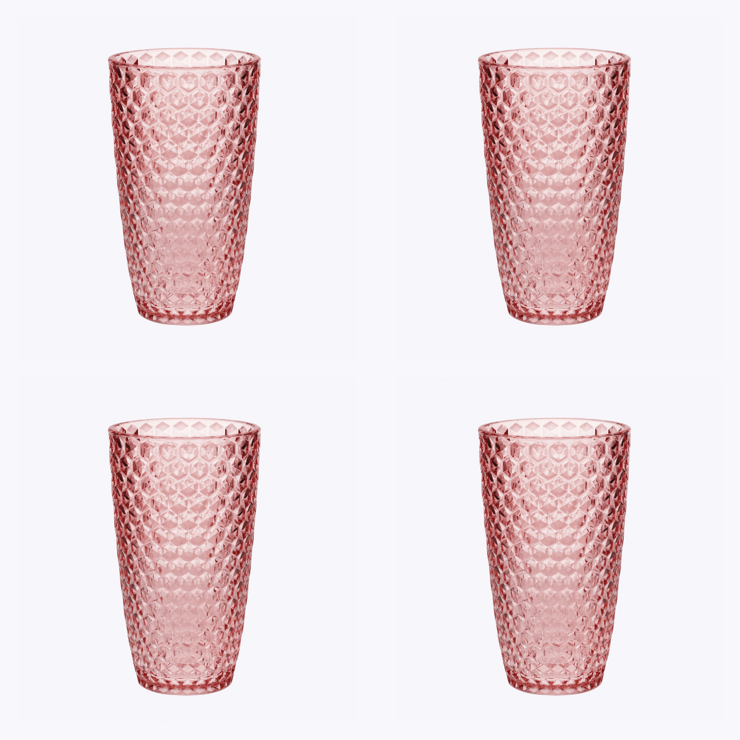 Set of Four Pink Geometric Acrylic Stemless Highball Glass