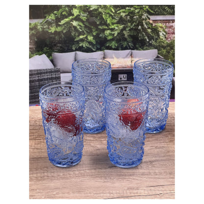 Set of Four Clear Paisley Acrylic Stemless Highball Glass