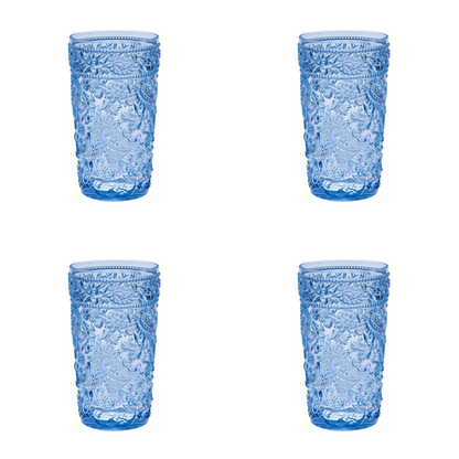 Set of Four Clear Paisley Acrylic Stemless Highball Glass