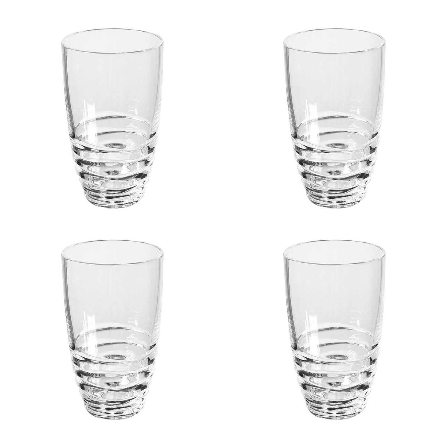 Set of Four Clear Swirl Acrylic Highball Glasses