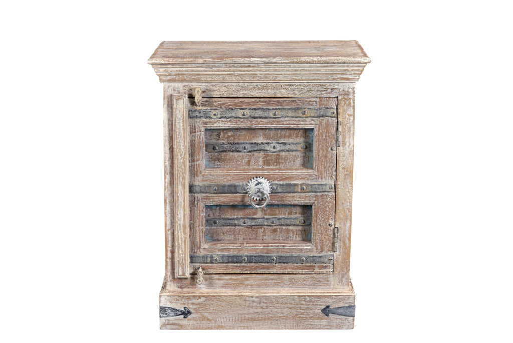 36" Distressed White Solid Wood Nightstand