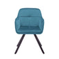 Tufted Blue And Black Velvet and Metal Dining Arm Chair