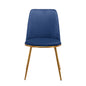 Blue And Gold Velvet and Metal Dining Side Chair