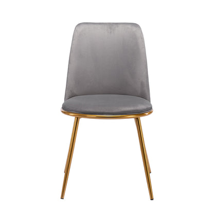 Gray And Gold Velvet and Metal Dining Side Chair