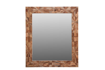 46" Brown Solid Wood Geometric Starburst Framed Accent Mirror