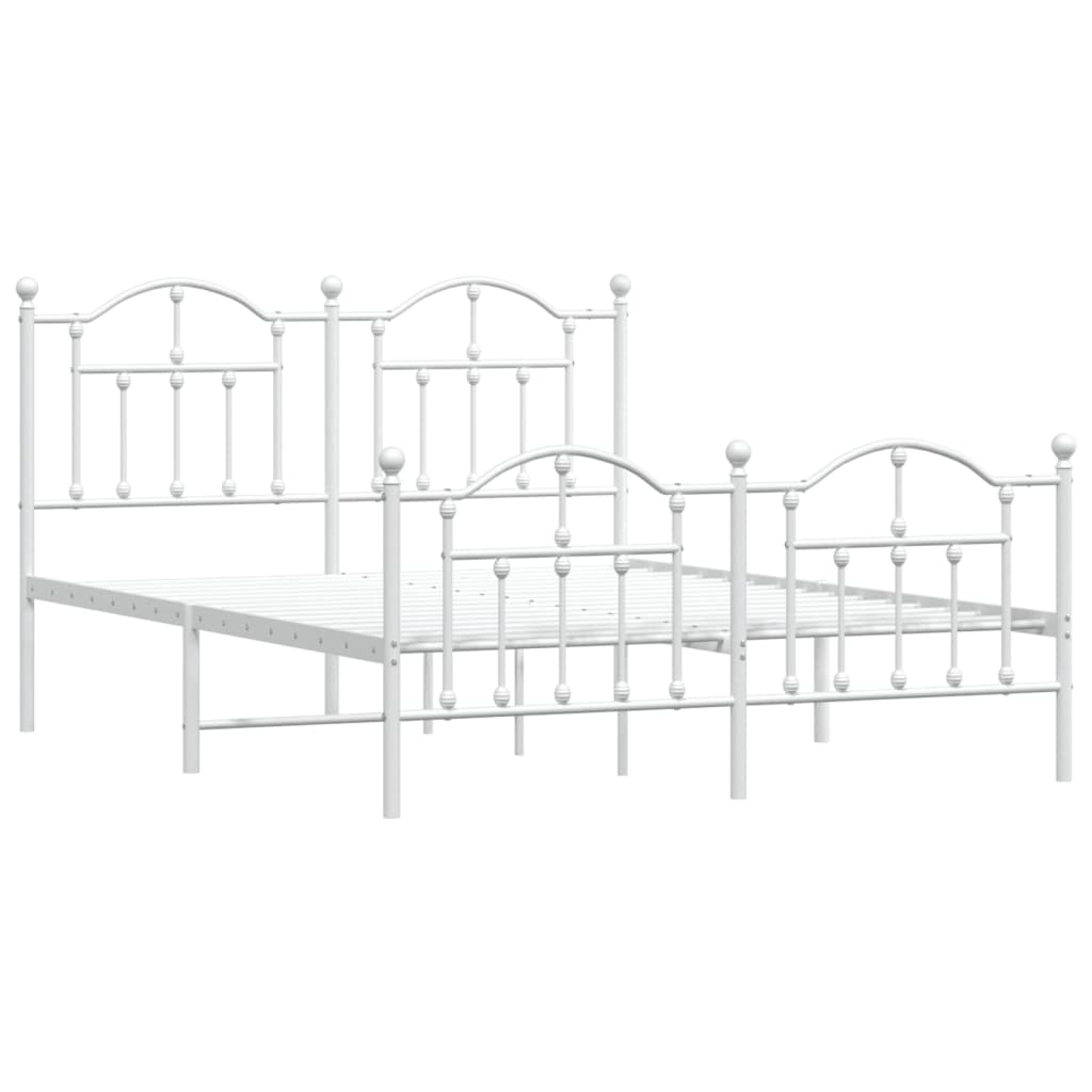 Metal Bed Frame without Mattress with Footboard White 59.1"x78.7"