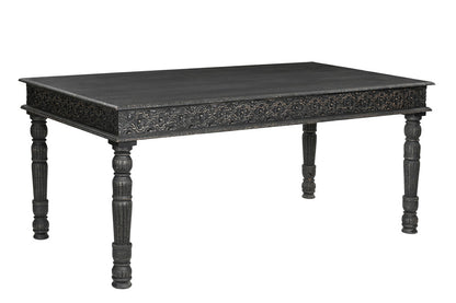 72" Black Solid Wood Dining Table