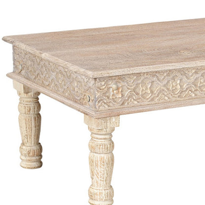 51" White Solid Wood Distressed Coffee Table