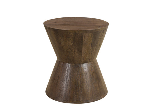 18" Dark Brown Solid Wood Round End Table