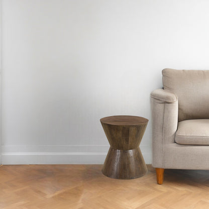 18" Dark Brown Solid Wood Round End Table