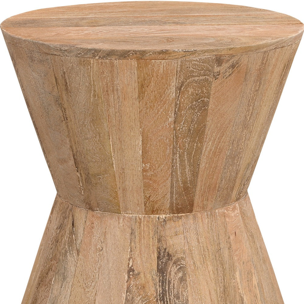 18" Wood Brown And Brown Wood Solid Wood Round End Table