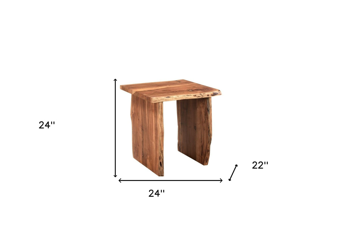 24" Brown Solid Wood Square End Table