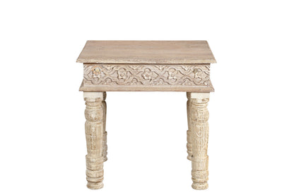 24" Natural Distressed Solid Wood Square End Table