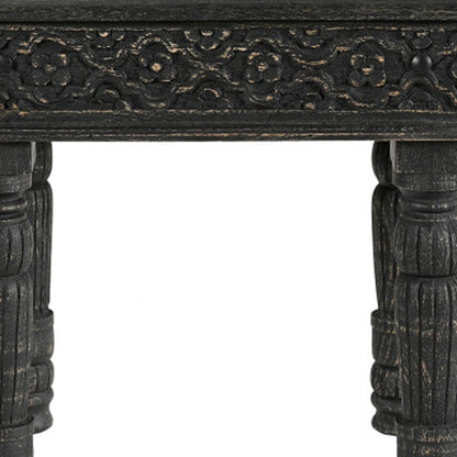 24" Black Distressed Solid Wood End Table